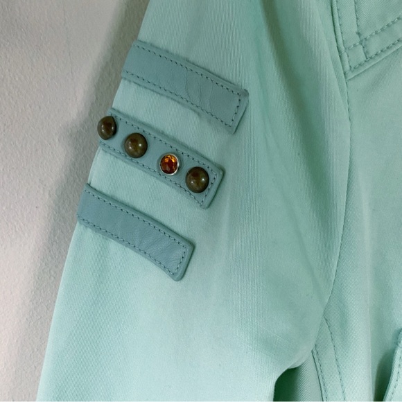Mackage Ruffled Trim Military Style Utility Jacket in Mint Green Size M - Picture 6 of 14